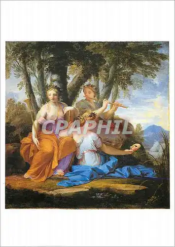 Moderne Karte Louvre le Sueur Clio Euterpe et Thalie Bois