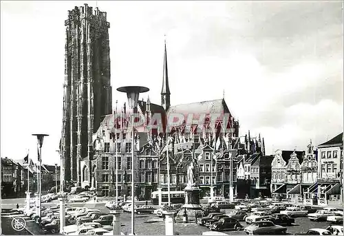 Moderne Karte Malines Grand 'Place et Cathedrale St Rombaut