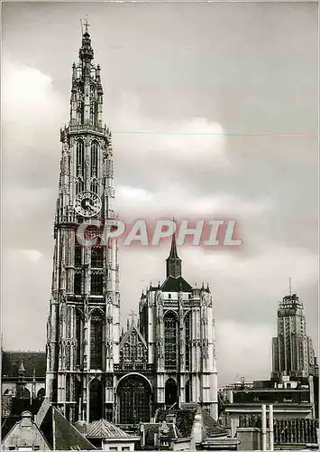 Cartes postales moderne Antwerpen Vrouwekerk (Kathedraal) en Torengebouw Brabo Reeks