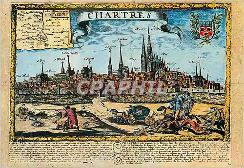 Cartes postales moderne les Merveilles de Chartres (Eure et Loir) Gravure du XVIIe siecle