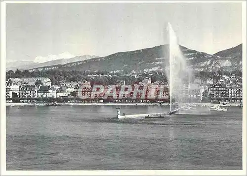 Moderne Karte Geneve Jet d'Eau 90 m et le Mont Blanc