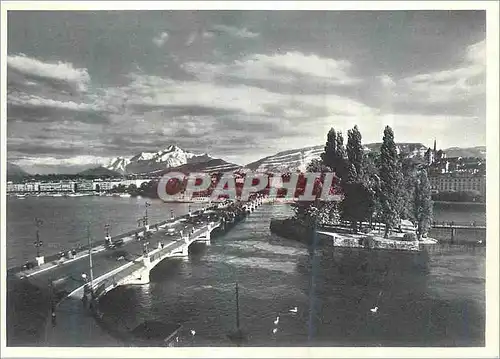 Cartes postales moderne Geneve Ile J J Rousseau et Mont Blanc