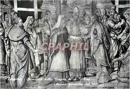 Cartes postales moderne Bergamo Marriage de la Vierge par A Allori (Tapisserie Florentine)
