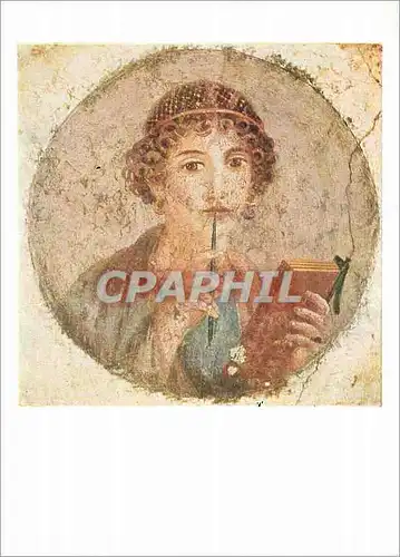 Cartes postales moderne Pompeian Fresco Girl Writing Neapel Nationalmuseum