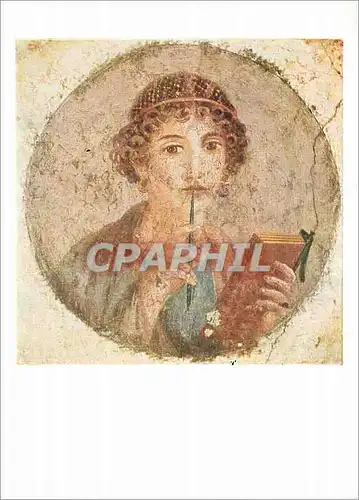Moderne Karte Pompeian Fresco Girl Writing Neapel Nationalmuseum