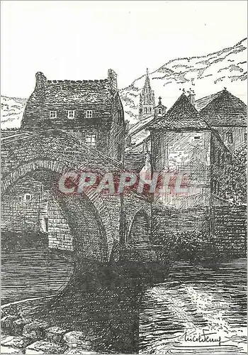 Cartes postales moderne En Parcourant le Vieux Mende Le Pont Notre Dame et dans le Lointain La Cathedrale
