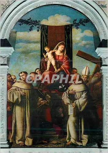 Cartes postales moderne Venezia Basilica S M Gloriosa dei Frari (Bernardino Licinio 1524) Madonna in Trono e Santi Franc