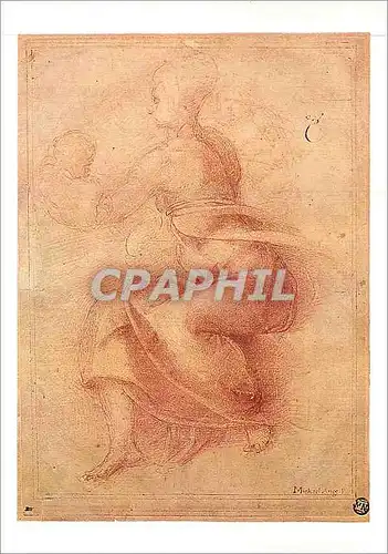 Cartes postales moderne Paris Musee de Louvre Departement des Sculptures Michel Ange (1475 1564) Femme avec deux enfants