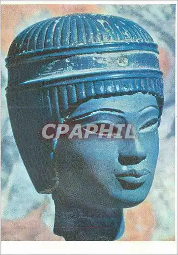 Cartes postales moderne Musee du Louvre Art Egyptien Tete royale Pate de verre Fin de la XVIII dynastie