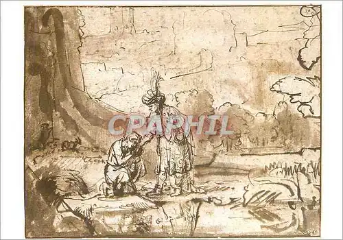 Cartes postales moderne Musee du Louvre Fevrier Avril 1970 David et Jonathan Exposition Rembrandt et son temps Dessins d