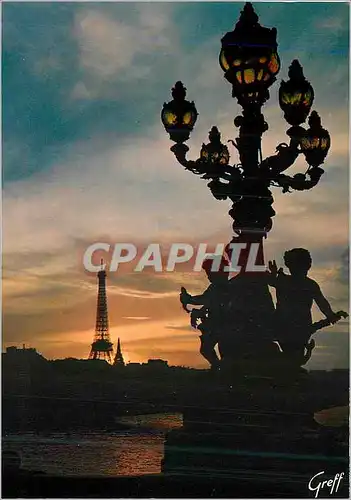 Moderne Karte Paris La Tour Eiffel depuis le Pont Alexandre III et la fleche de l'Eglise Americaine