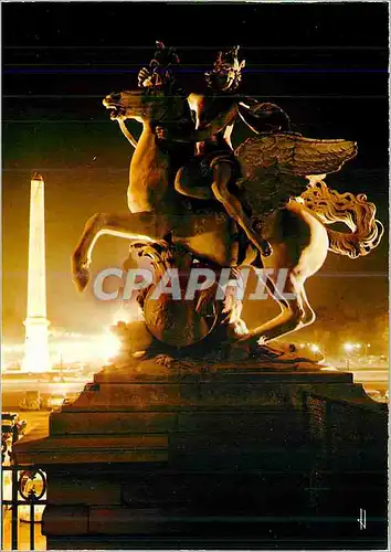Cartes postales moderne Paris Sortileges de la nuit Place de la Concorde L'Obelisque de Louosor vu de la Terrasse des Tu