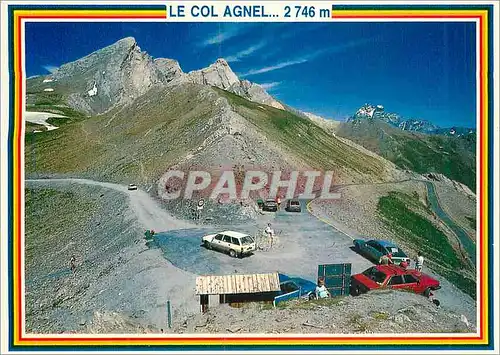 Moderne Karte Queyras (Hautes Alpes) Le Col Agnel domine par le Pain de Sucre a gauche le Pic d'Asti et au fon
