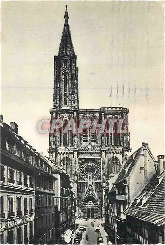 Cartes postales moderne Strasbourg La Cathedrale (facade) et rue Merciere