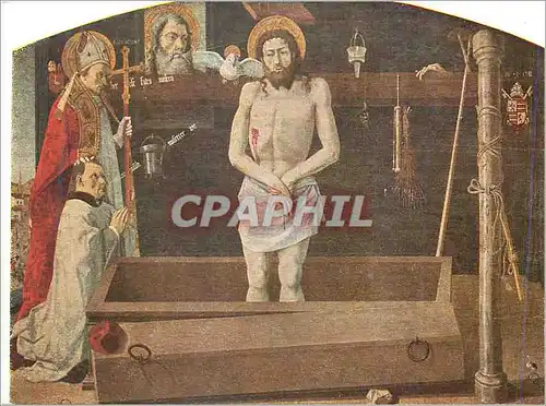 Cartes postales moderne Le Christ sortant sortant du tombeau un donateur et Saint Agricole fin du XVe siecle