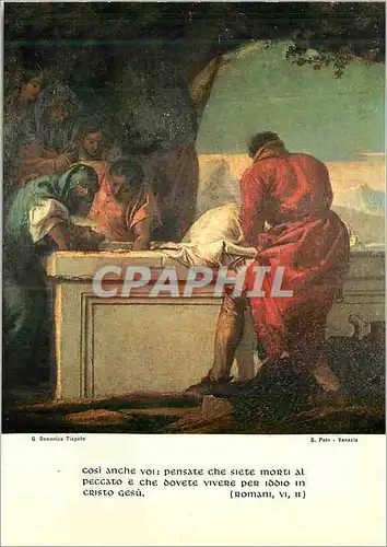 Moderne Karte Venezia Chiesa di S Polo Gian Domenico Tiepolo Via Crucis (1747) Stazione XIV Gesu e posto nel s