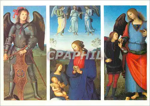 Moderne Karte Virgin and child with SS Raphael and Michael