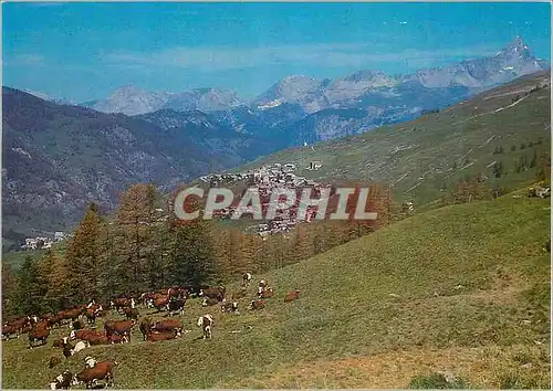 Cartes postales moderne Haute Alpes Queyras Vue generale de Saint Veran la plus haute commune d'Europe et au fond le Gra