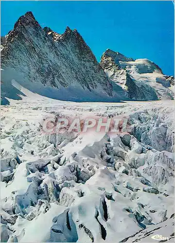 Moderne Karte Massif de l'Oisans Pelvoux Ailefroide (Htes Alp) Le glacier Blanc et la Barre des Ecrins
