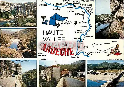 Moderne Karte Haute Vallee de L'Ardeche Vogue Defile de Ruoms Pont de Sampzon Mayres