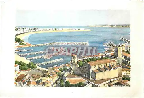 Moderne Karte Cannes Le port vu du Suquet