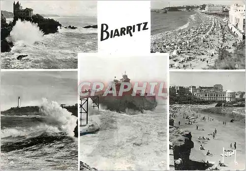 Moderne Karte Biarritz (B P) Le Rocher de la Vierge Le Chateau basque la Grande Plage et le Cap saint Martin L