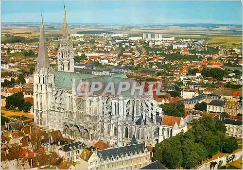 Cartes postales moderne Les Merveilles de Chartres (Eure et Loir) La Cathedrale (XIIe Siecle) Vue D'Avion