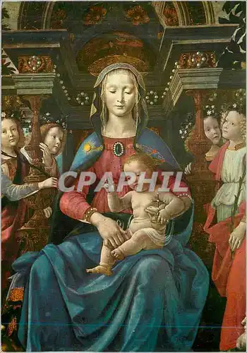 Moderne Karte Firenze Galleria Uffizi Madonna sur le Trone (Detail)