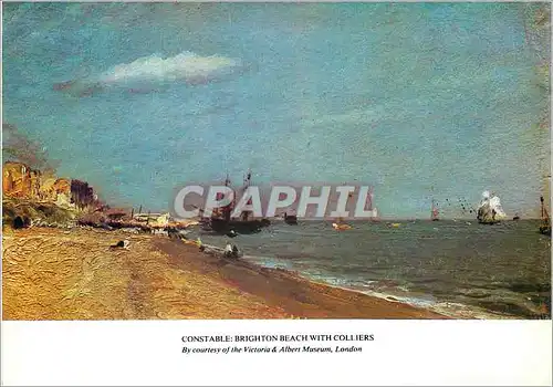 Moderne Karte Victoria and Albert Museum London Oil on Paper Brighton Beach with Colliers John Constable