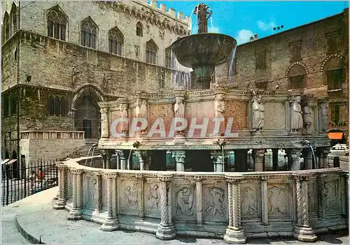 Moderne Karte Perugia Fontaine Maggiore et detail du Palais Communal