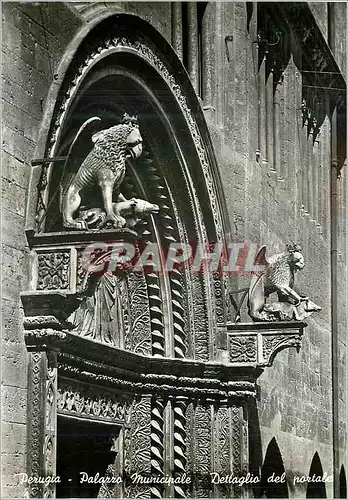 Cartes postales moderne Perugia Palais Municipal Detail du Portail