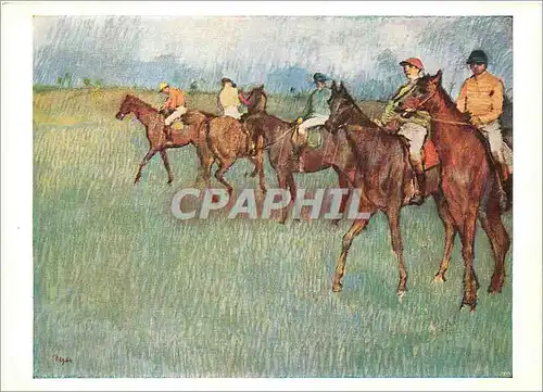 Moderne Karte Glasgow Art Gallery Burrell Collection Edgar Degas (1834 1917) Jockeys in the Rain Pastel