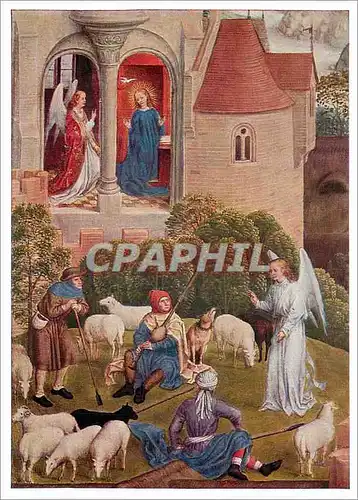 Cartes postales moderne Hans Memling (um 1433 1494) Verkundigung an Maria und die Hirten