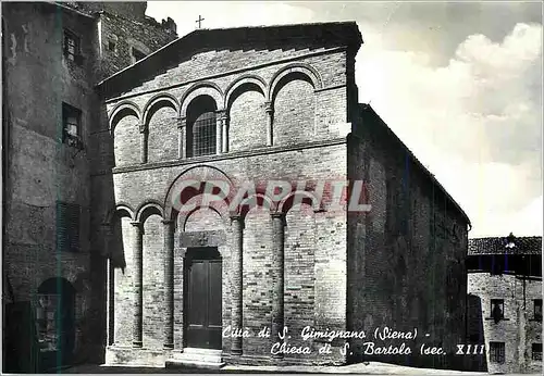 Moderne Karte Citta Di S Gimignano (Siena) Eglise de St Bartole (XIIIe siecle)