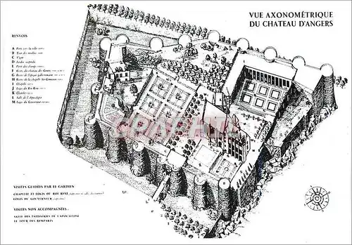 Moderne Karte Angers (Maine et Loire) le Chateau (XIIIe s) PLan Vue Axonometrique