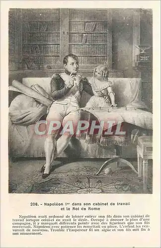 Cartes postales Napoleon 1er dans son Cabinet de Travail et le Roi de Rome Bibliotheque