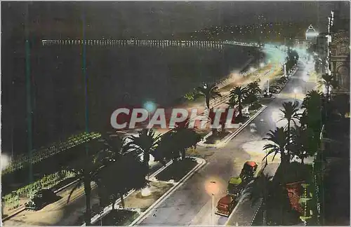 Moderne Karte Nice Cote d'Azur La Promenade des Anglais La Nuit