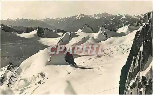 Moderne Karte Massif du Mont Blanc Les Alpes Italiennes vues du Sommet de l'Aiguille de Midi