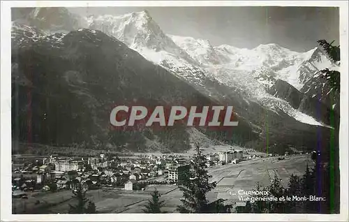 Moderne Karte Chamonix Vue Generale et le Mont Blanc