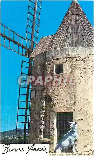 Cartes postales moderne Bonne Annee Moulin a vent Chevre Goat