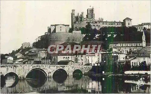 Moderne Karte Beziers Vue Generale et le Pont Vieux