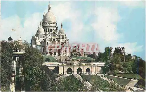 Cartes postales moderne Paris Le Sacre Coeur et le Funiculaire