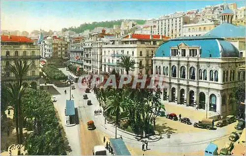 Cartes postales moderne Alger La Place de l'Opera et la Rue Dumont d'Urville