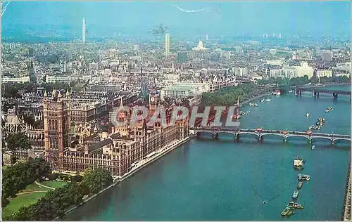 Cartes postales moderne London Aerial View of the River Thames and Houses of Parliament with Westmister Bridge and the E