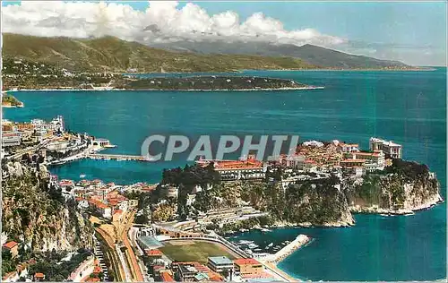 Cartes postales moderne Principaute de Monaco Le Rocher Le Port Au Fond Le Car Martin