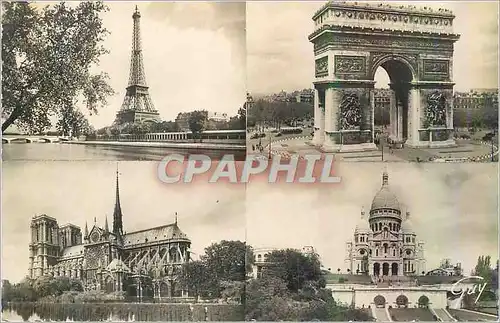 Cartes postales moderne Paris et ses Merveilles Tour Eiffel Arc de Triomphe Notre Dame Sacre C�ur