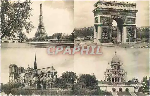 Moderne Karte Paris et ses Merveilles Tour Eiffel Arc de Triomphe Notre Dame Sacre C�ur
