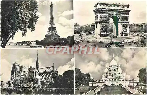 Cartes postales moderne Paris et ses Merveilles Tour Eiffel Arc de Triomphe Notre Dame Sacre C�ur