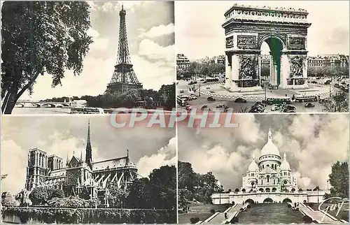 Moderne Karte Paris et ses Merveilles Tour Eiffel Arc de Triomphe Notre Dame Sacre C�ur
