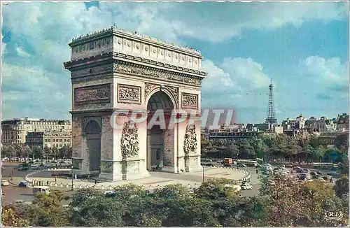 Cartes postales moderne Paris en Flanant L'Arc de Triomphe Place de l'Etoile et la Tour Eiffel